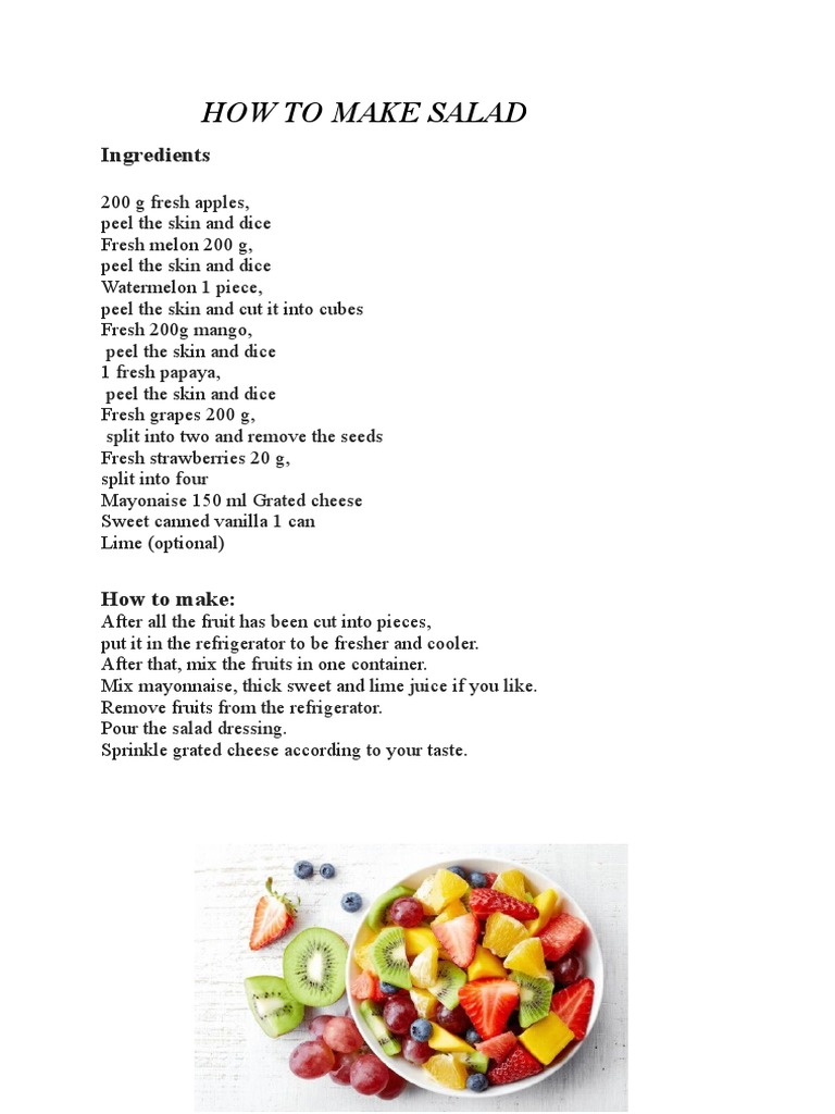 Fruit Salad Recipe with Mayonnaise | PDF