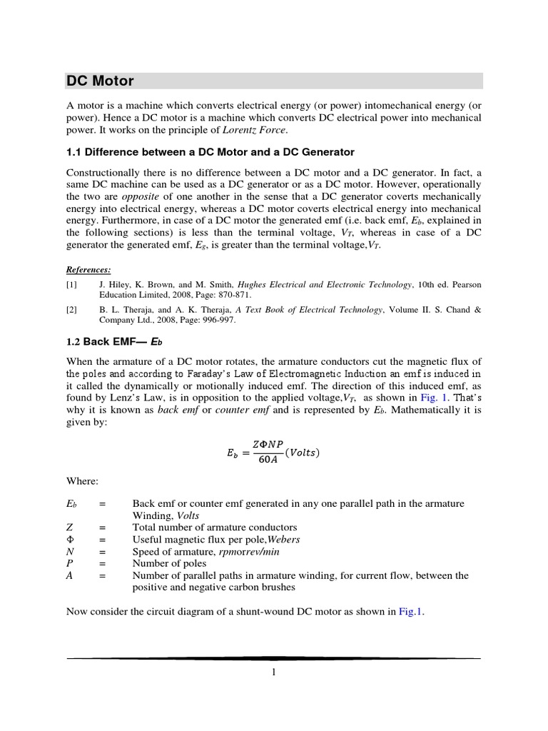 DC Motor Fundamentals and Characteristics | PDF | Electromagnetic ...
