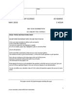 Lower Secondary Science 45 Marks May 2016 1 Hour