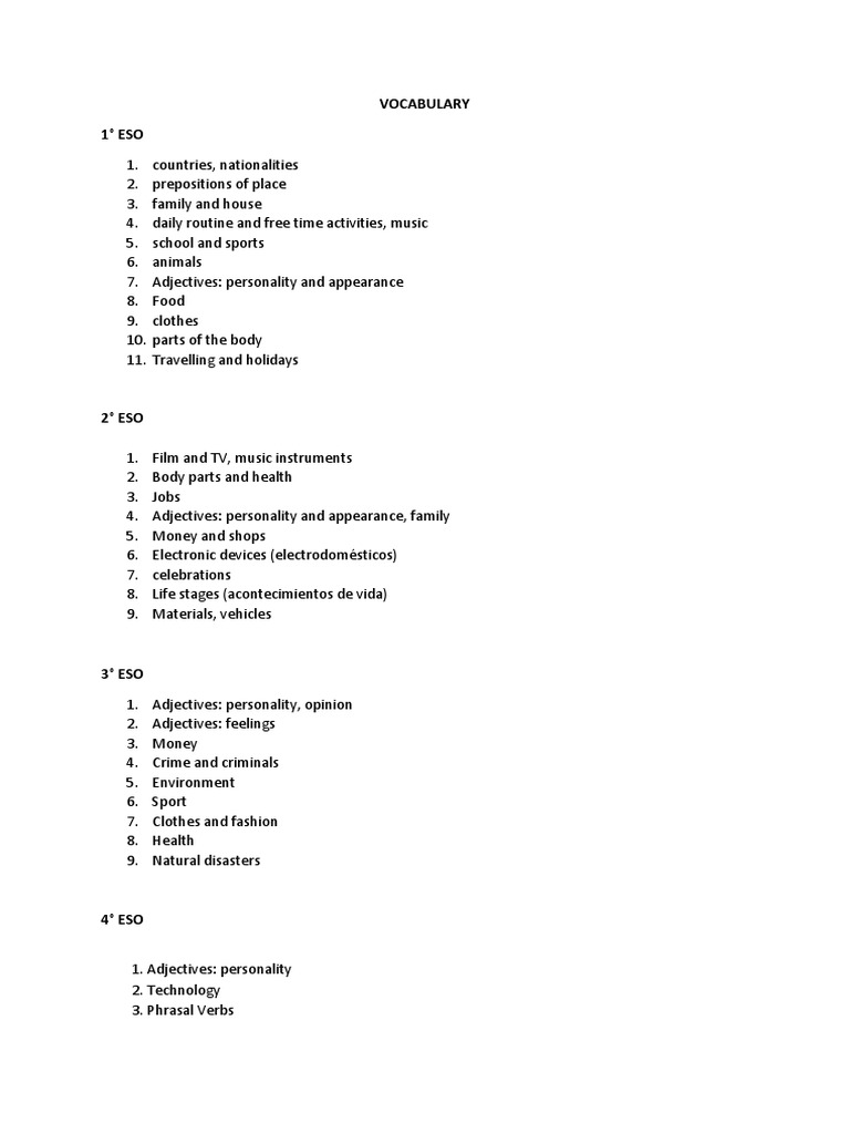 Vocabulary | PDF