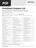 Prohibited Company List: All Covered Securities For These Companies Are Restricted