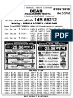 West Bengal State Lottery results for 01/07/2019 with 1st prize of Rs. 30 lakhs