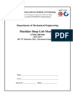 Machine Shop Lab Manual: Department of Mechanical Engineering