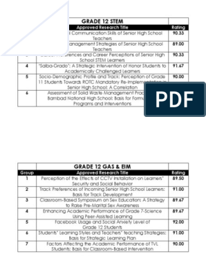 scientific research titles for high school students