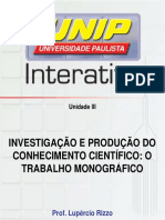 Investigação e Produção Do Conhecimento Científico III