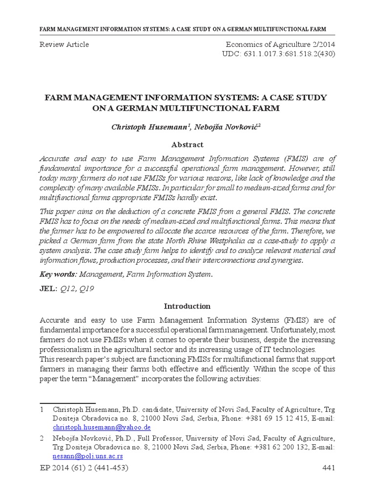 7896 - Farm MGT Inf System Study | PDF | Farms | Manure