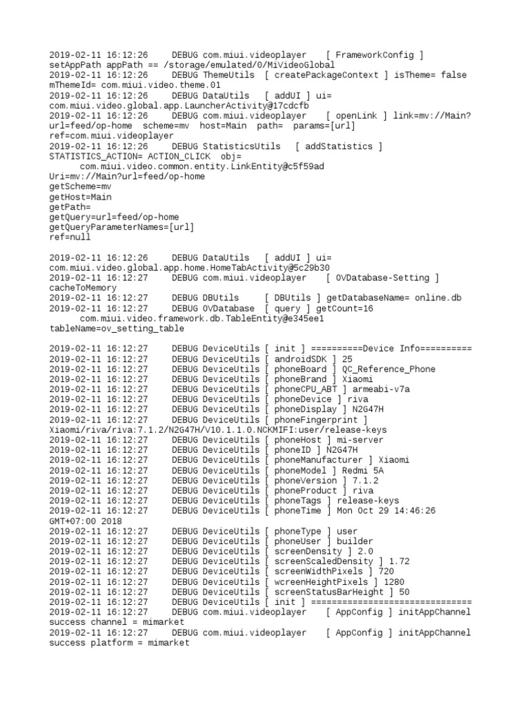 Xiaomi Video Player Debug Log | PDF | Data Management | Computer ...