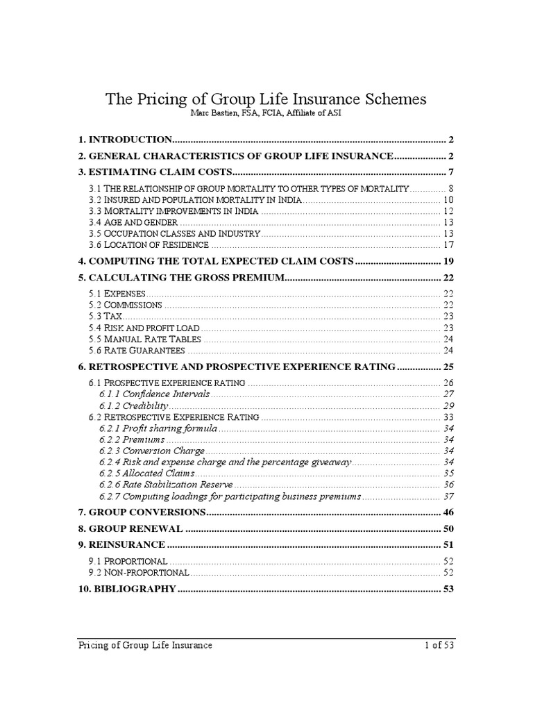 Group Life Insurance Pricing Explained | PDF | Life Insurance | Insurance