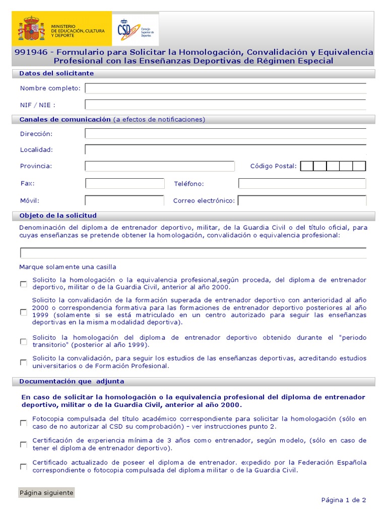 CSD Solicitud Convalidaciones | PDF | Gobierno | Educación avanzada