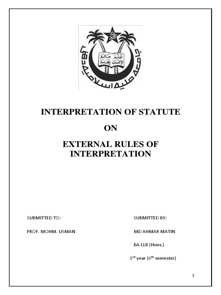 External Aids in Statutory Interpretation | PDF | Precedent | Statutory ...