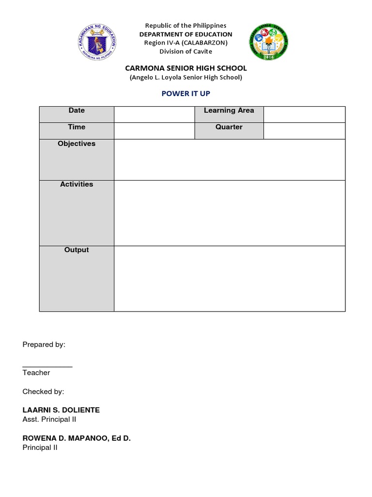 Cavite Senior High School Lesson Plan | PDF