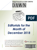 Editorials For The Month of December 2018: Complied & Edited by Shahbaz Shakeel (Online Content Manager)