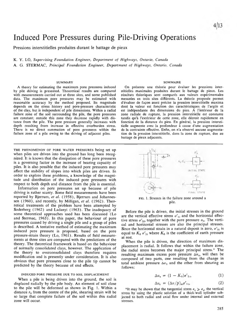 Induced Pore Pressures During Pile-Driving Operations | Download Free ...