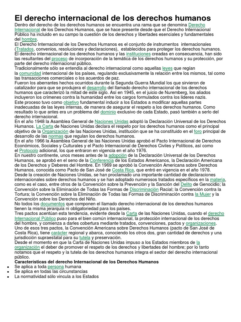 Derecho Internacional de los Derechos Humanos | PDF | Ley humanitaria ...