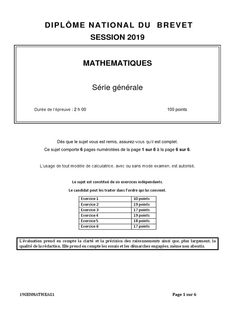 Sujet De Brevet Maths Avec Corrigé Pdf 2023 Dnb19 Mathematiques Serie G Me La Reunion Mayotte | PDF | Rectangle |  Enseignement des mathématiques