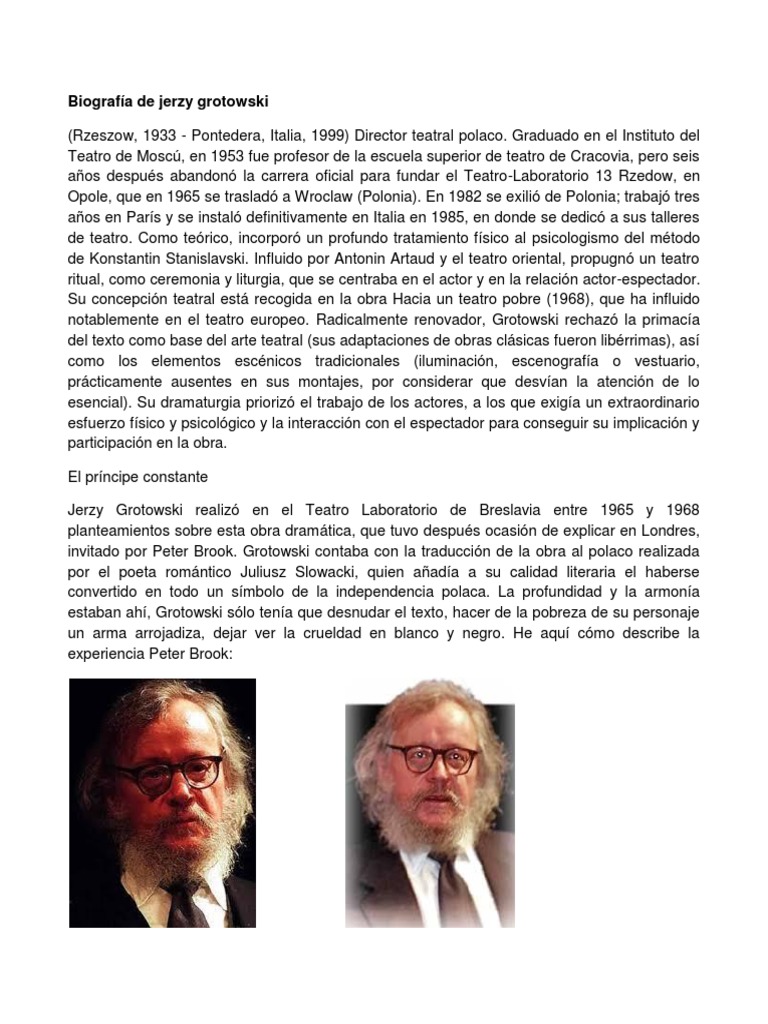 Biografía de Jerzy Grotowski | PDF | Teatro | Entretenimiento (general)