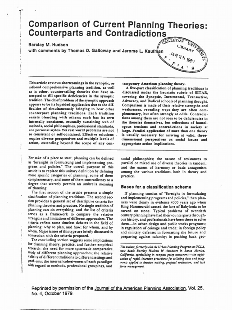 ExamB-B.hudson-1979-Comparison of Current Planning Theories | PDF