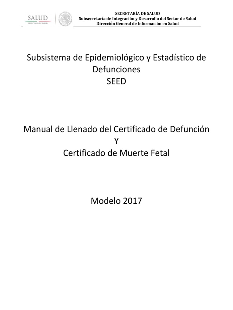 Manual Llenado Certificado de Defunción y Muerte Fetal ...