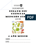 PSU Ciencias Ensayo Colegio Montessori Julio 2019