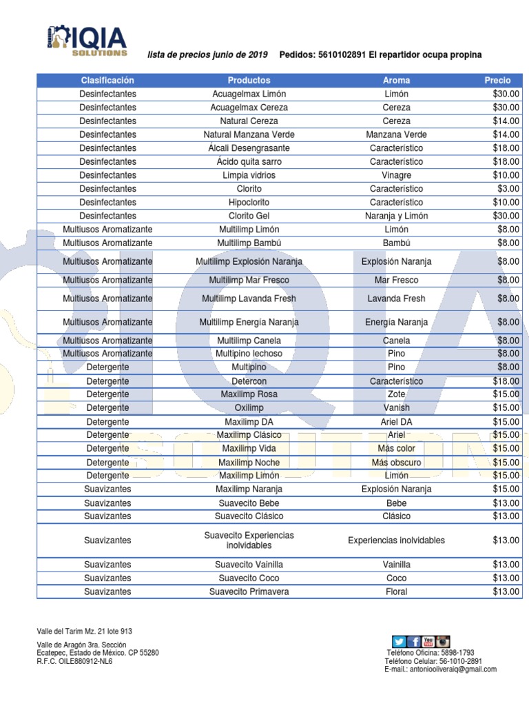 Lista de Precios Junio 2019 PDF Business