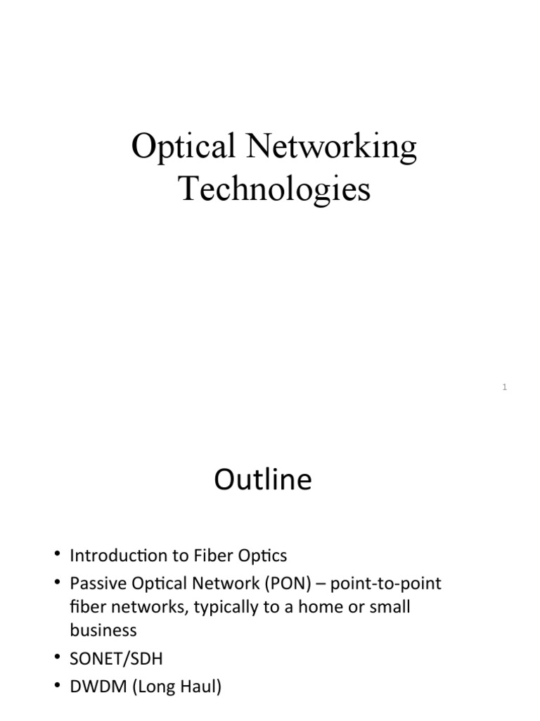 Overview of Optical Networking Technologies | PDF | Wavelength Division ...