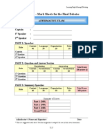 Mark Sheets For The Final Debates