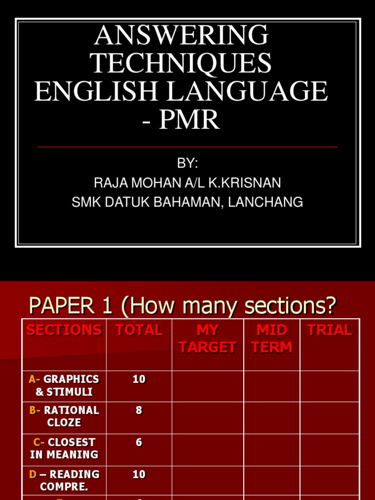 English Language Answering Techniques | PDF | Verb | Linguistics