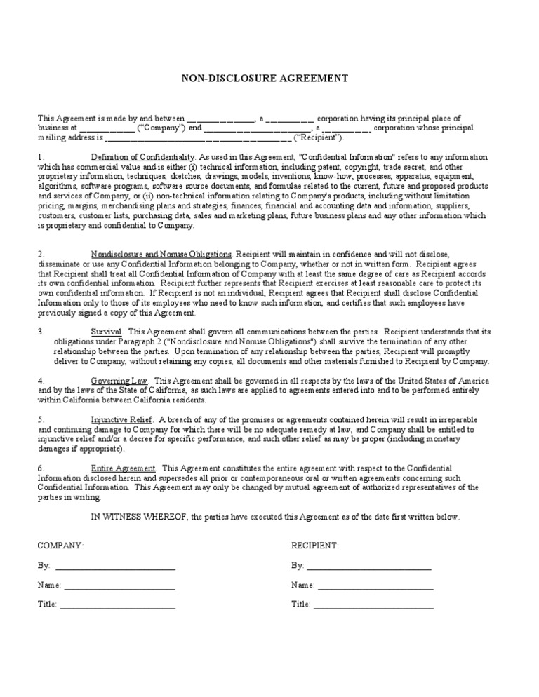 1way NDA Template | PDF | Finance & Money Management