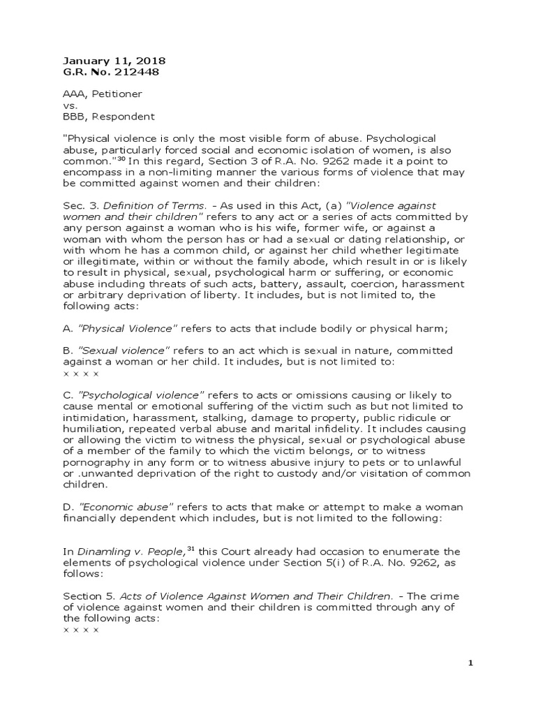 RA 9262 Cases Psychological Abuse Prosecutor