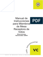 Manual de Instrucciones para miembros de mesa receptora de votos