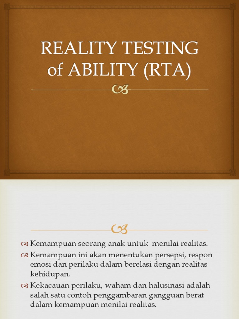 Kemampuan RTA dalam Menilai Realitas | PDF | Pengembangan Diri