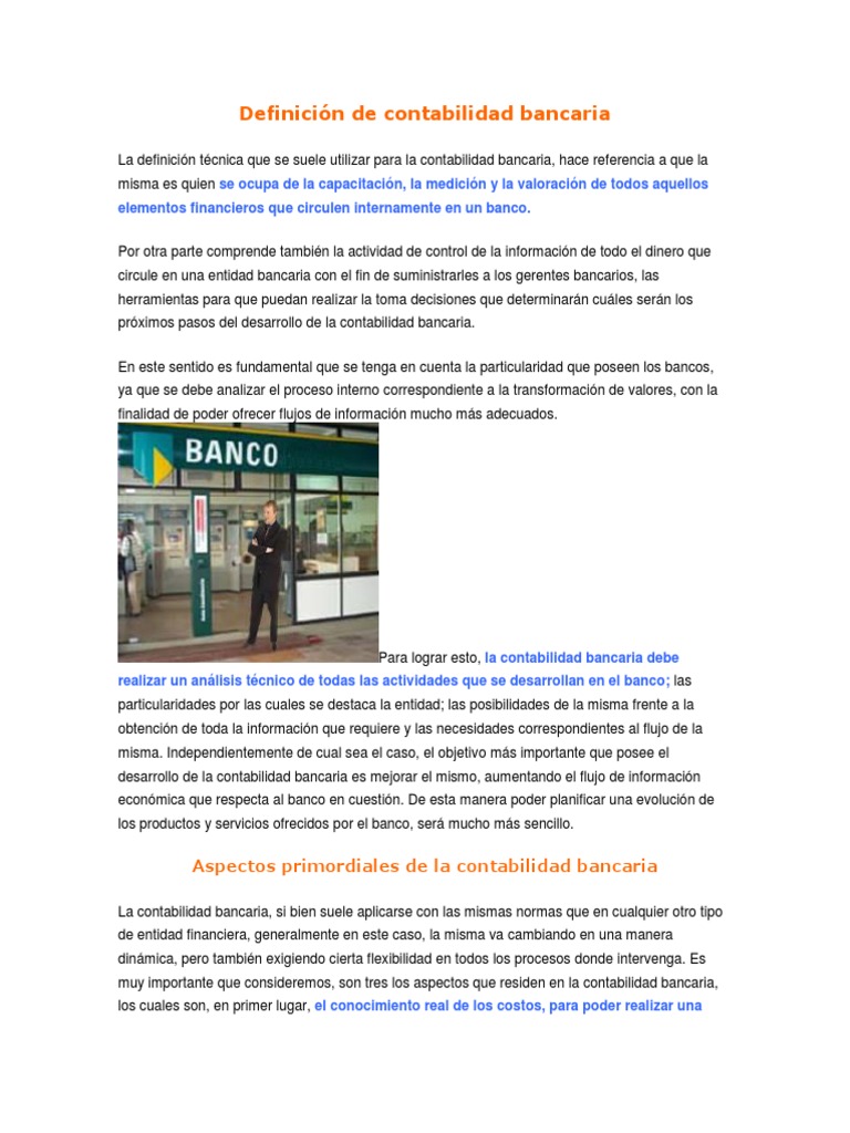 Definición de Contabilidad Bancaria | PDF | Bancos | Contabilidad