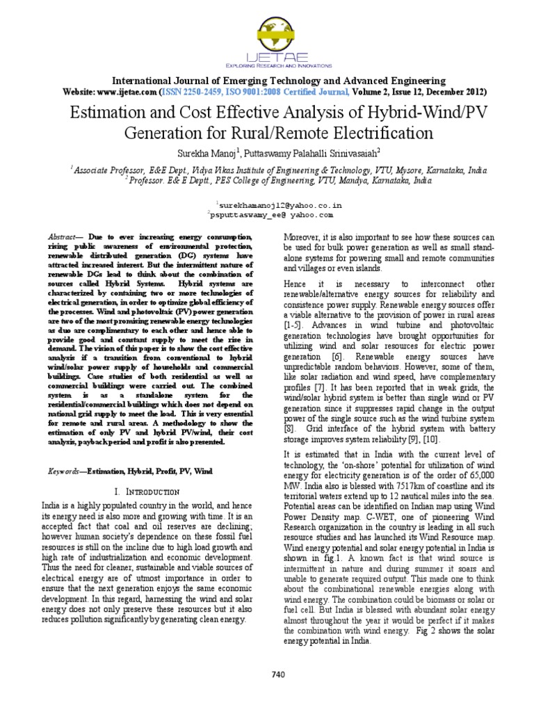 Cost-Effective Hybrid Wind/PV Analysis | PDF | Photovoltaic System ...