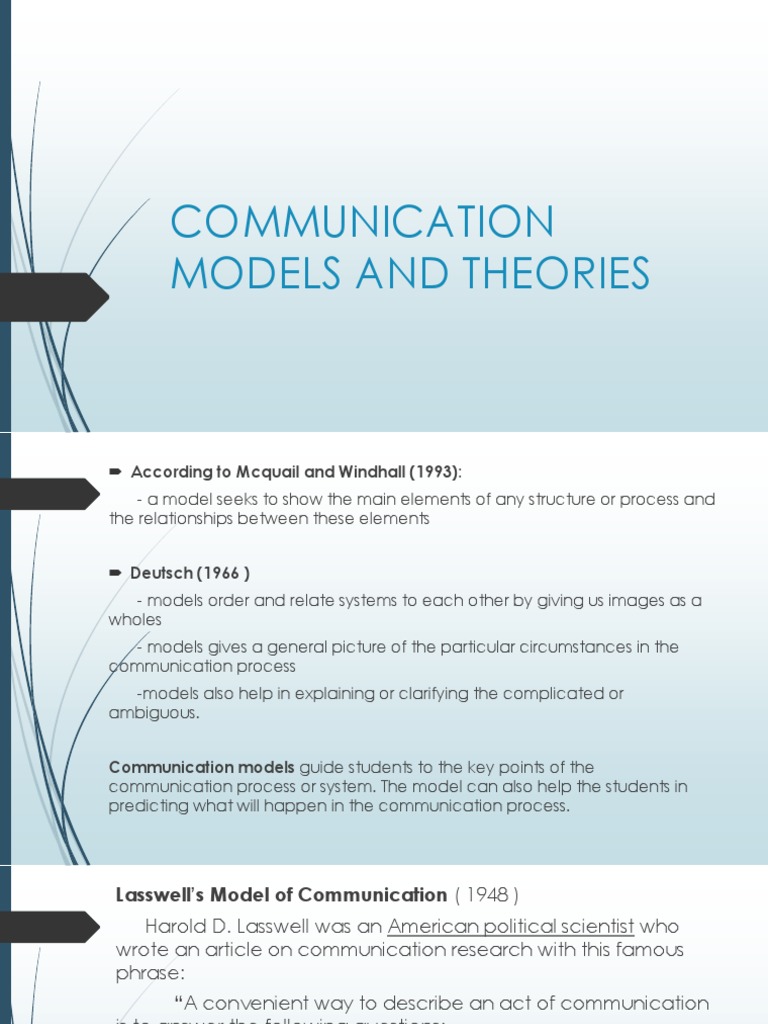 Communication Models and Theories Overview | PDF | Rhetoric | Communication