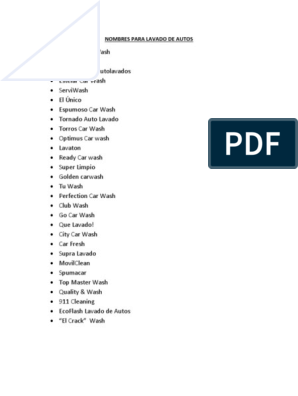 Nombres para Lavado de Autos | PDF | Industrias | Gestión de la cadena de  suministro