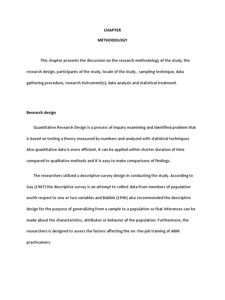 Quantitative Research Design Sample