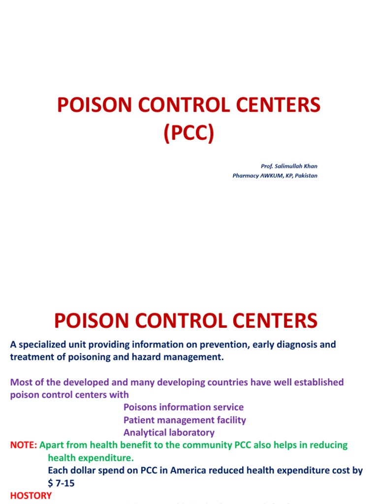 Poison Control Centers: Roles and Functions | PDF | Pharmacy | Over The ...