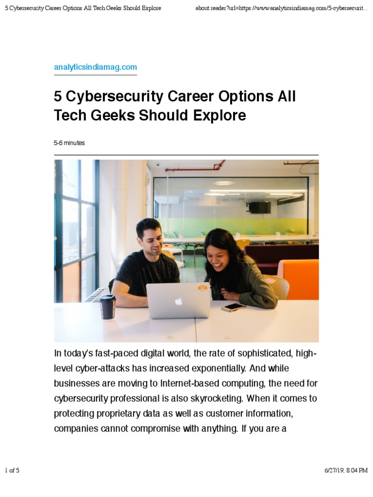 5 Cybersecurity Career Options All Tech Geeks Should Explore Pdf