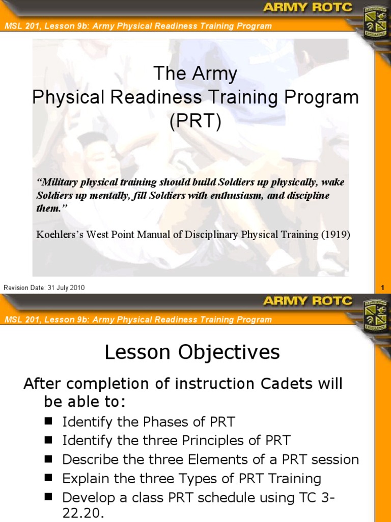Army Physical Readiness Training Guide | PDF | Recreation | Military