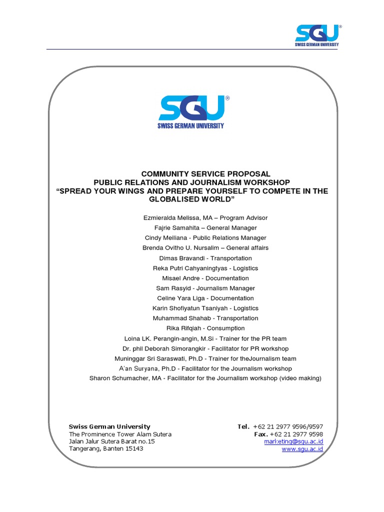 Contoh Community Service Proposal | PDF | Public Relations | Mass Media