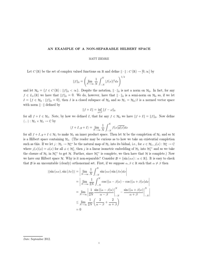 Non-Separable Hilbert Space Example | PDF | Linear Algebra ...