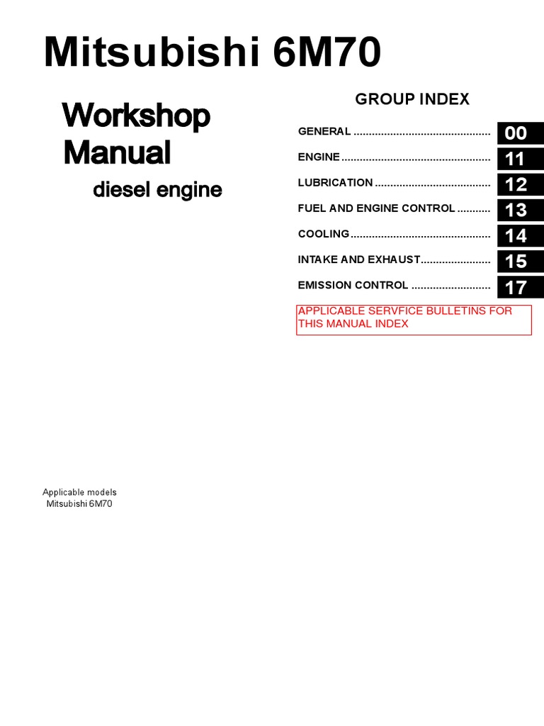 Mitsubishi 6M70 Engine Service Manual | PDF | Piston | Cylinder (Engine)