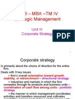 GSB - Mba - TM Iv Strategic Management: Unit III Corporate Strategy
