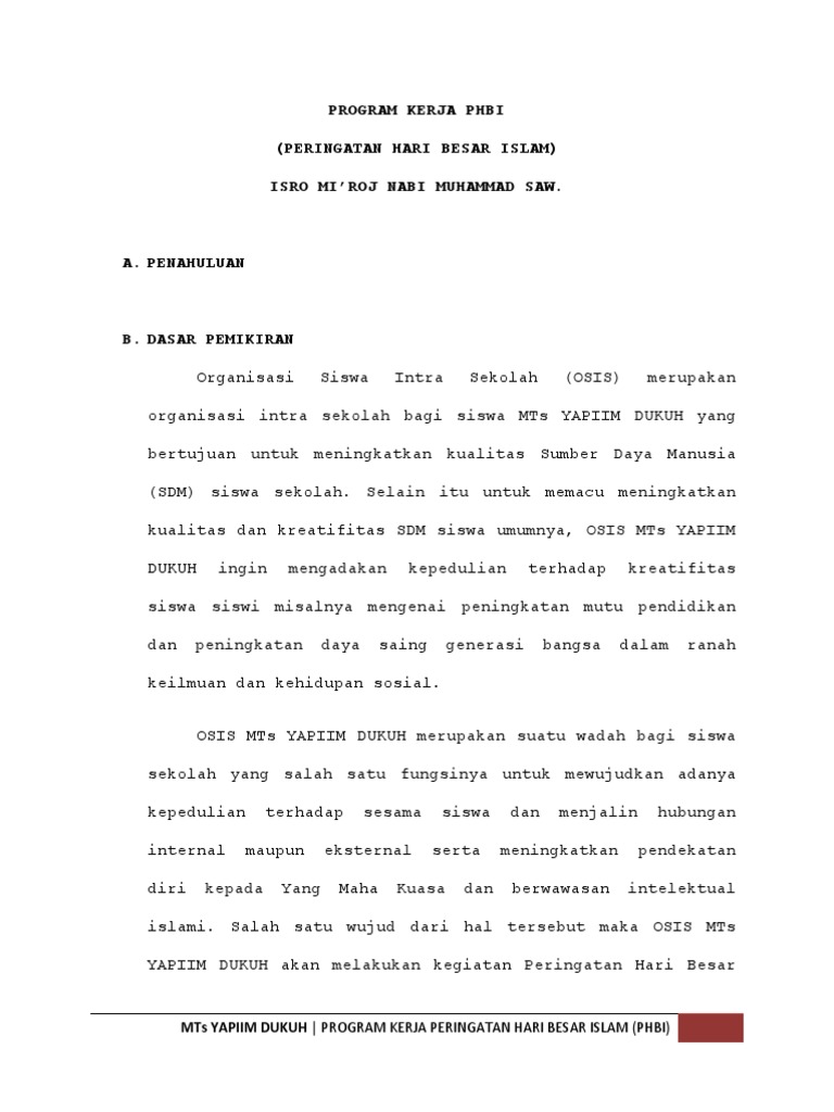 Program Kerja PHBI Maulid Nabi 2025 | PDF | Ilmu Sosial