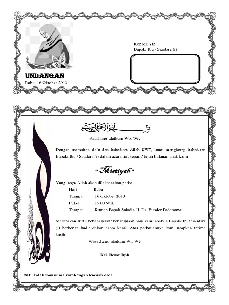 Undangan Tingkepan | PDF