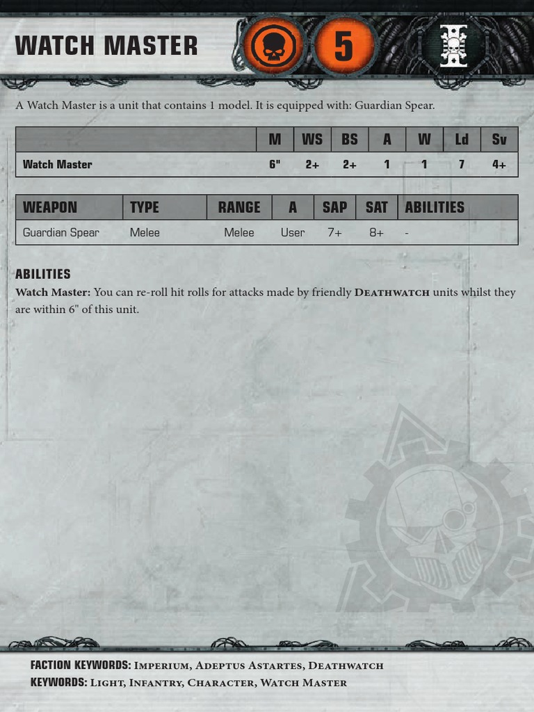 Watch Master and Captains Overview | PDF | Infantry | Wars & Military