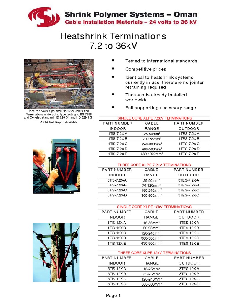 SPS Oman Catalogue Cable Termination Kits | PDF | Insulator ...