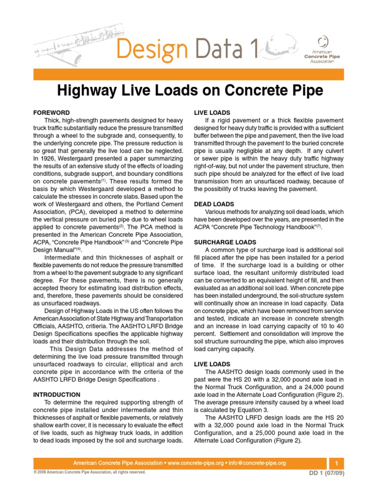Highway Live Loads On Concrete Pipe | PDF