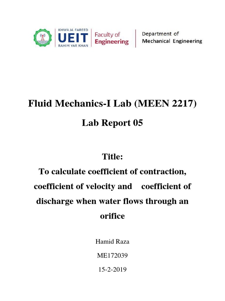 Orifice Flow Experiment Report | PDF | Flow Measurement | Fluid Dynamics