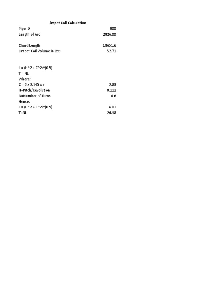 Limpet Coil Calculation PDF